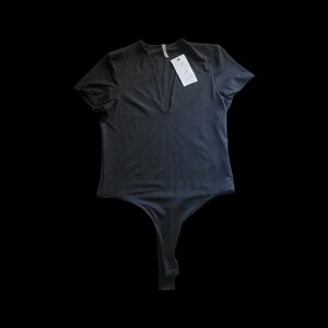 AKIRA Black Deep V-Neck Bodysuit